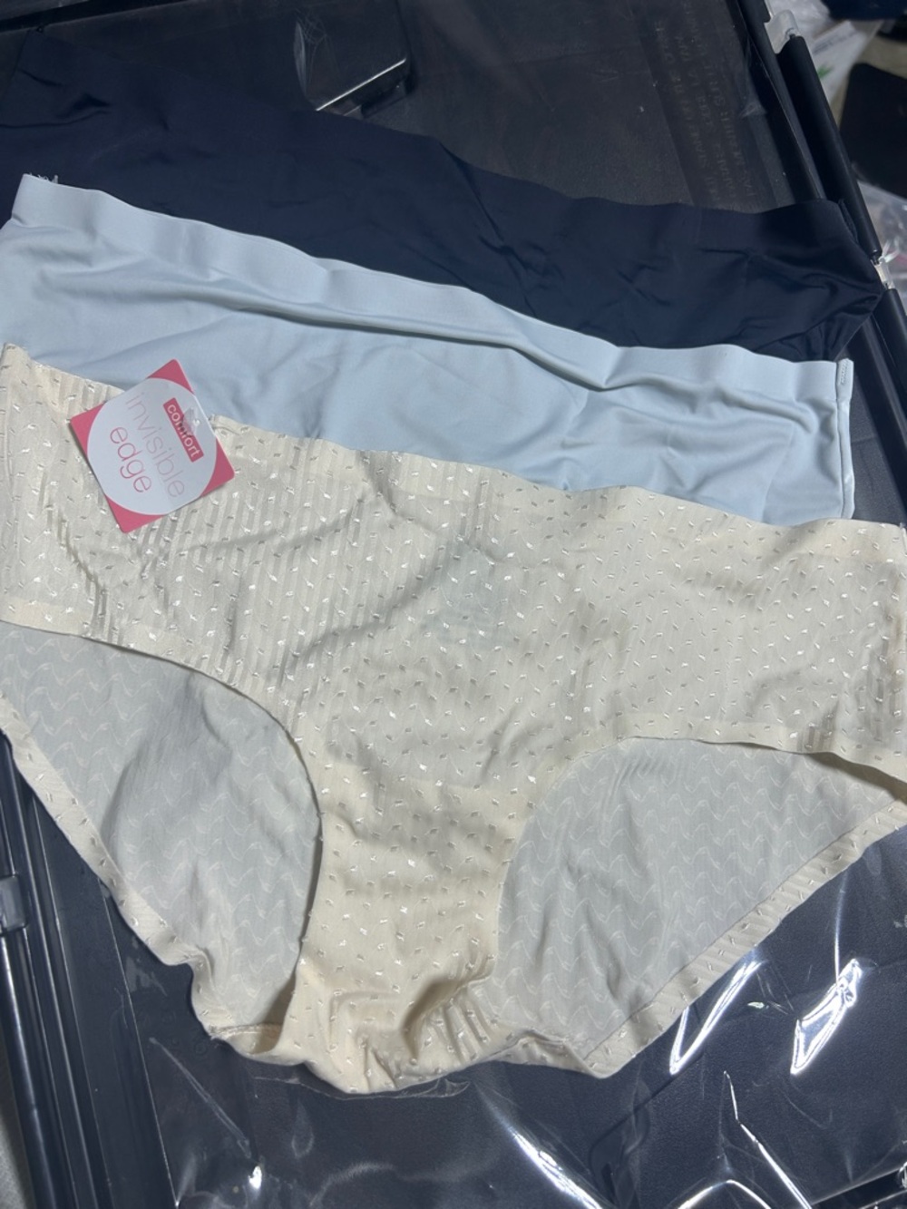 sophie b Bikini See Me Now Hipster 3pack Pant Briefs in black, gray & cream. NIB